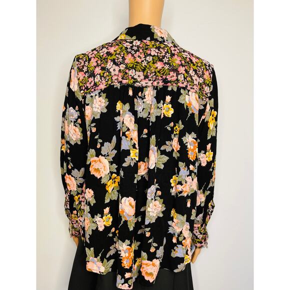 Free People hold on to me Button Down Floral Shirt size Small Boho - Picture 9 of 10